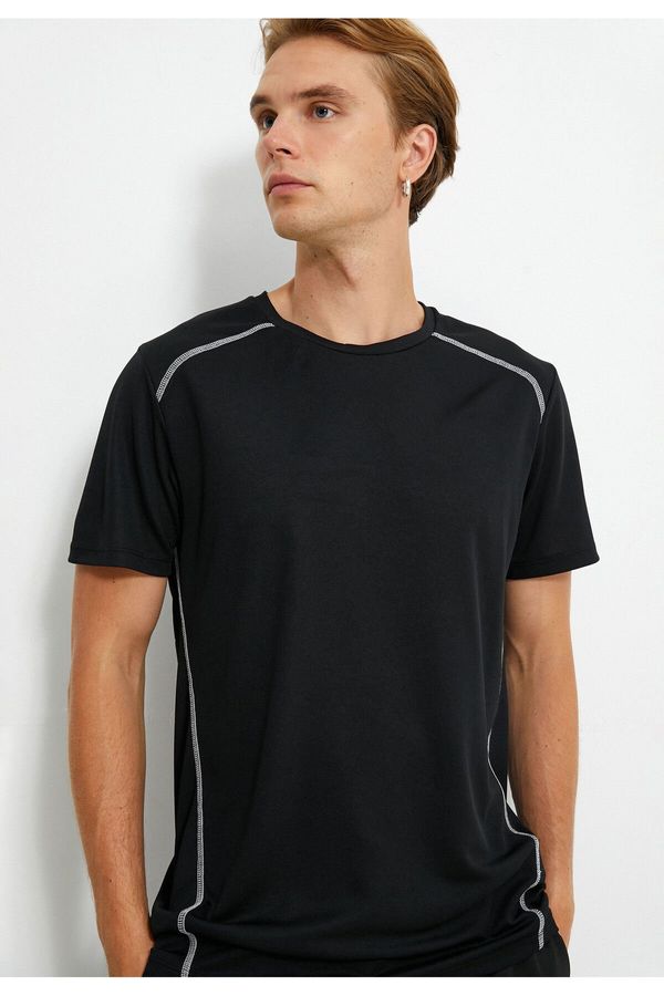 Koton Koton Sports T-Shirt with Stitching Detail Crew Neck Short Sleeved.