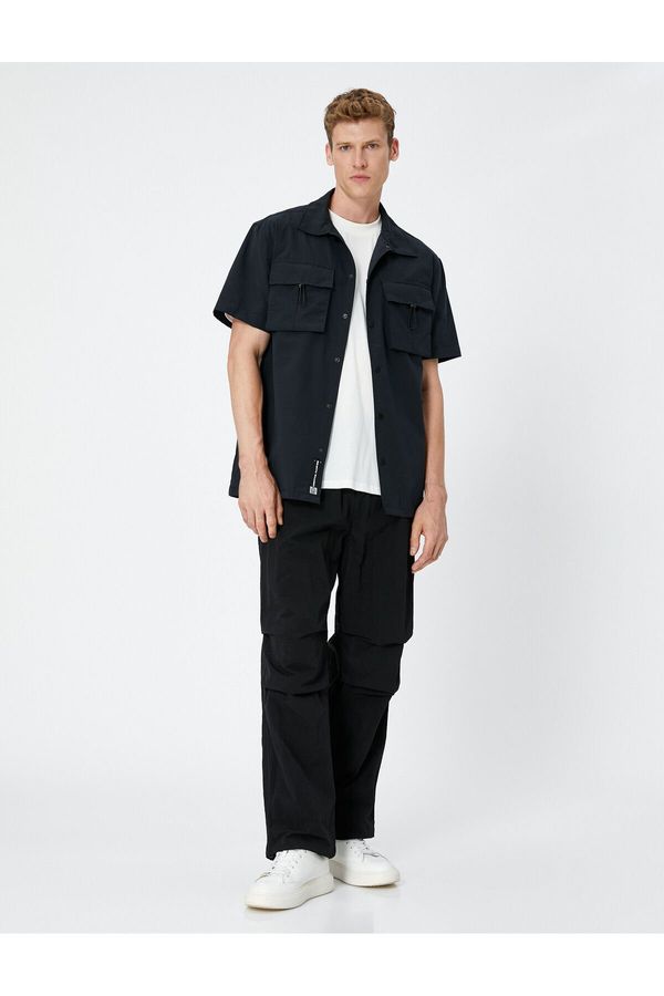 Koton Koton Sporty Shirt with Pocket Detailed Pajamas, Classic Collar, Short Sleeves.