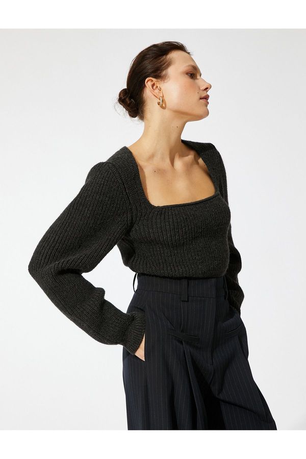 Koton Koton Square Neck Balloon Sleeve Knitwear Sweater