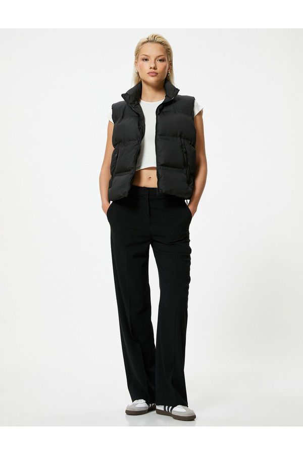 Koton Koton Stand Collar Puffer Vest with Zippered Pockets