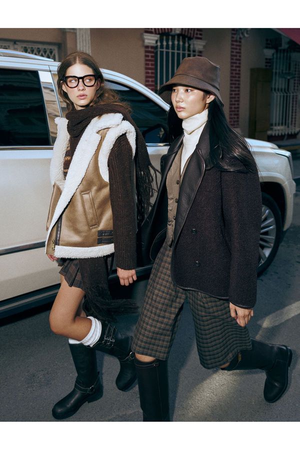 Koton Koton Stand Collar Sleeveless Ethnic Patterned Knitted Sweater