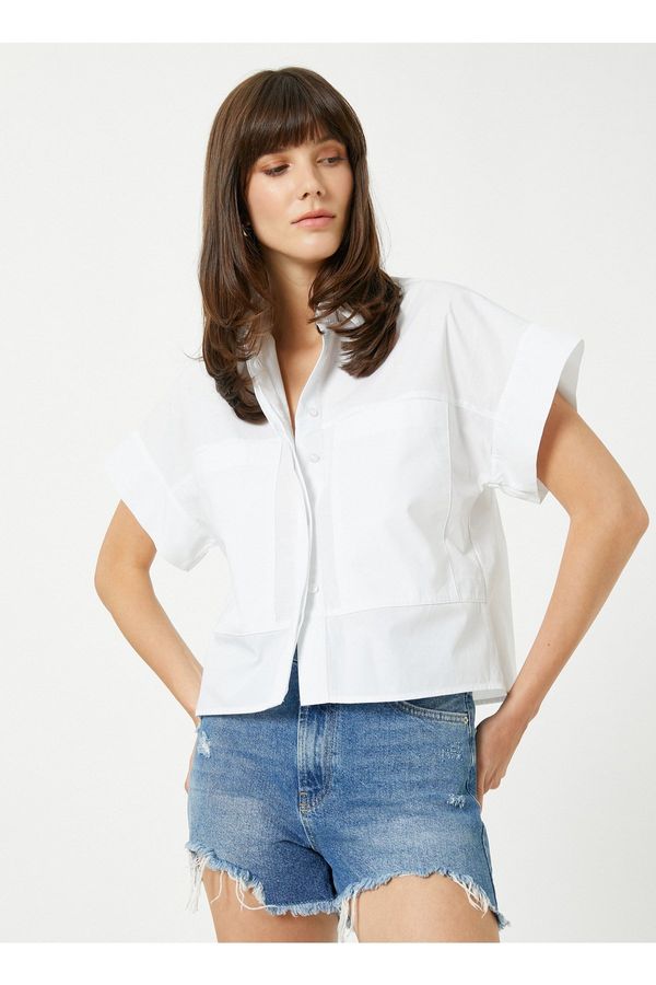 Koton Koton Standard Shirt Collar Plain Off-White Women's Shirt 3sak60018pw