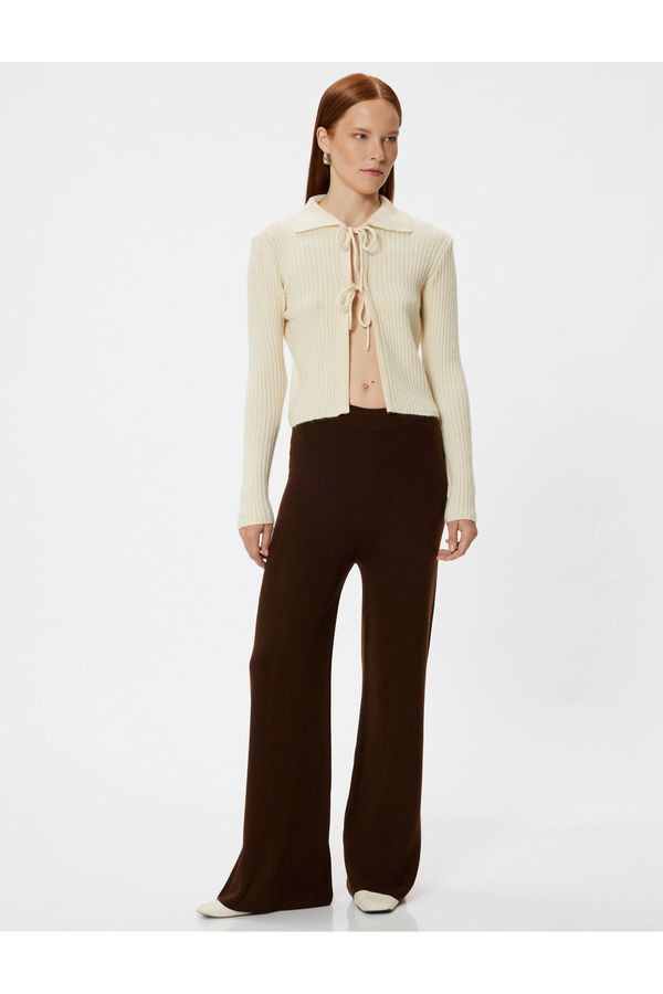 Koton Koton Standard Waist Flare Leg Knitwear Trousers