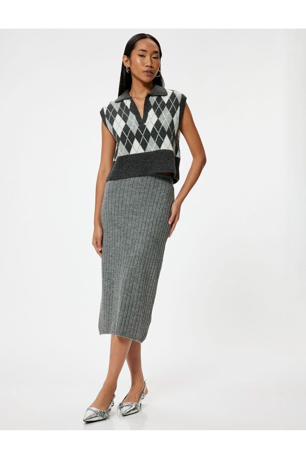 Koton Koton Standard Waist Midi Knitted Pencil Skirt