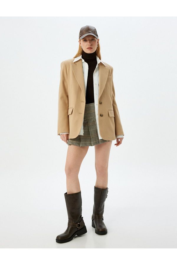 Koton Koton Standard Waist Mini Pleated Plaid Skirt