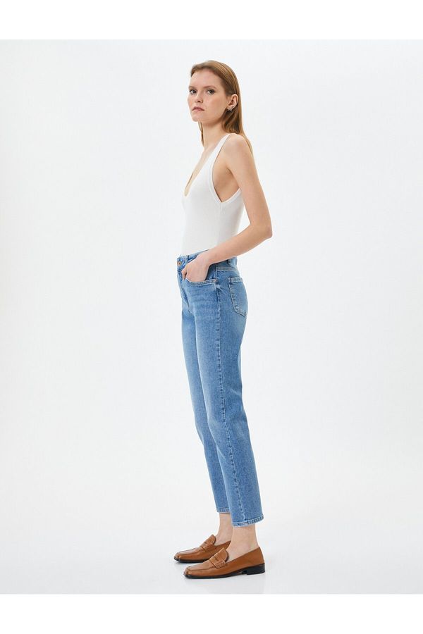Koton Koton Straight Leg Jeans Standard Waist Cotton Elastic Pocket - Eve Slim Jean