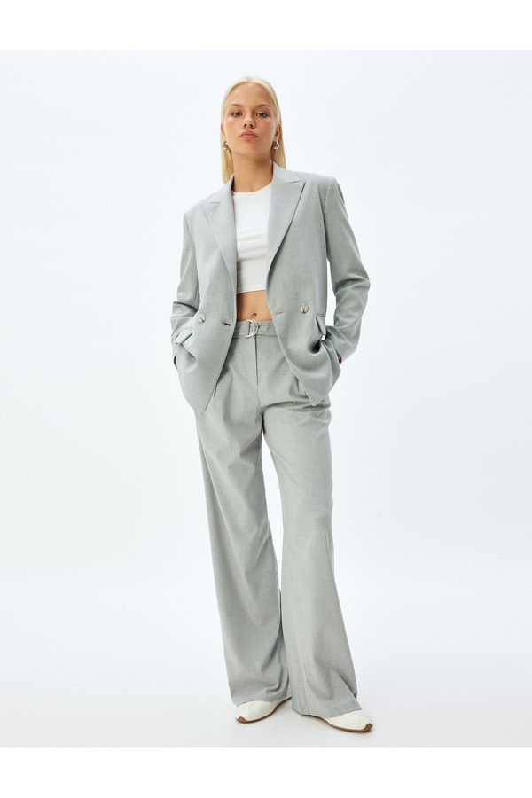 Koton Koton Straight Leg Pocket Belted Fabric Trousers