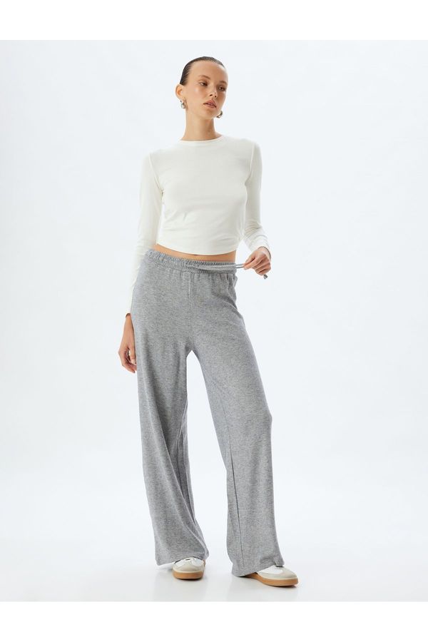 Koton Koton Straight Wide Leg Sweatpants with Tie Waist