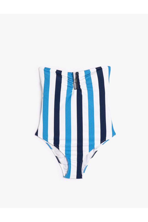 Koton Koton Strapless Swimwear With Window Detailed Geometric Accessories.