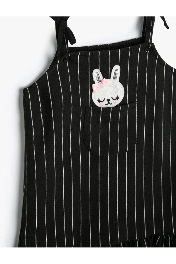 Koton Koton Strappy Dress with Rabbit Applique and Pocket Detail