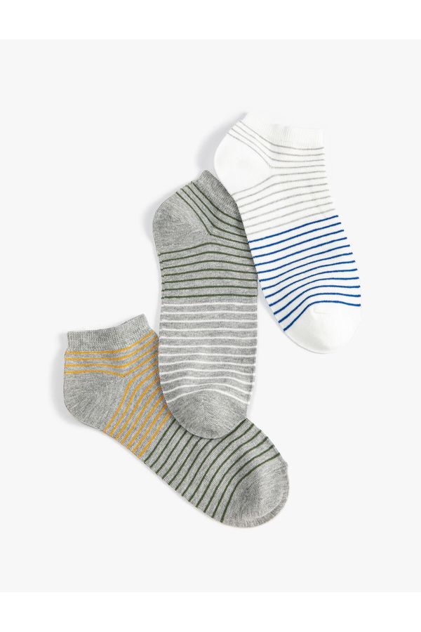 Koton Koton Striped 3-Pack Booties Socks Set Multicolor