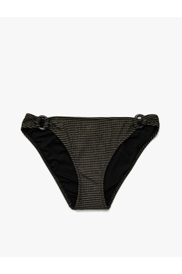 Koton Koton Striped Bikini Bottoms with Metallic Detail and Buckle.