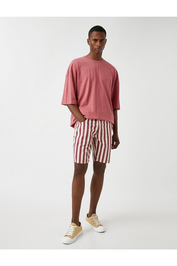 Koton Koton Striped Denim Shorts with Pockets