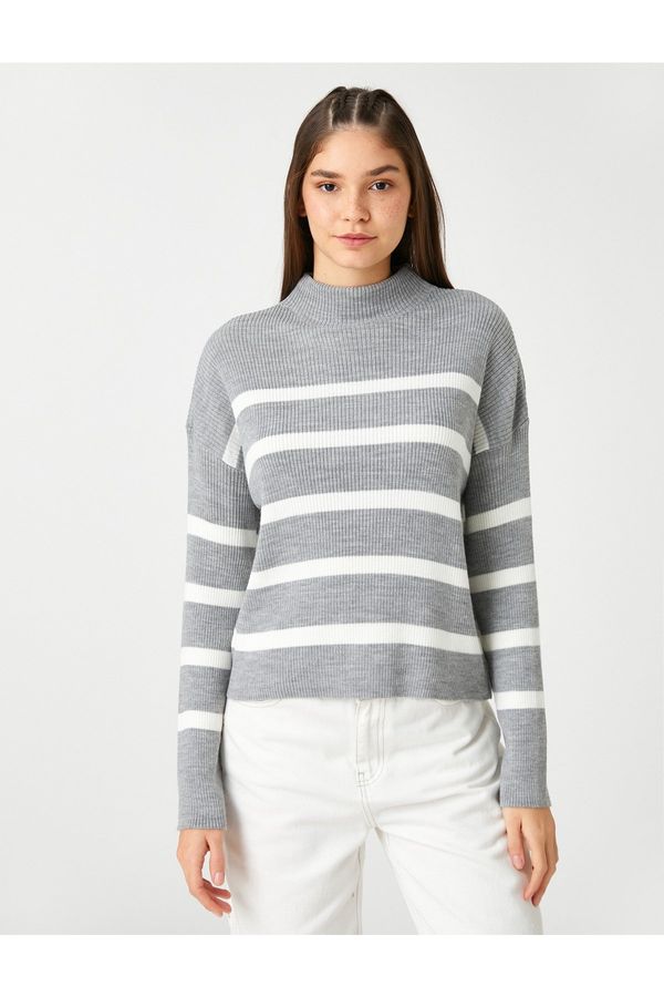 Koton Koton Striped Knitwear Sweater Half Turtleneck Long Sleeve