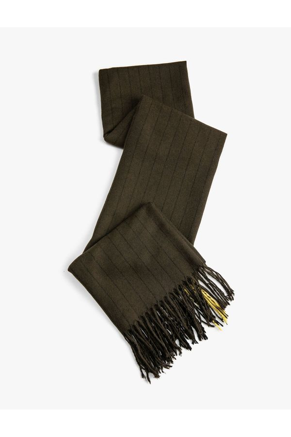Koton Koton Striped Scarf with Soft Textured Tassels
