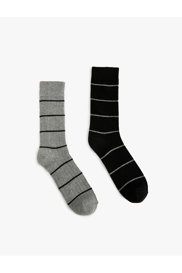 Koton Koton Striped Set of 2 Socks Multicolored