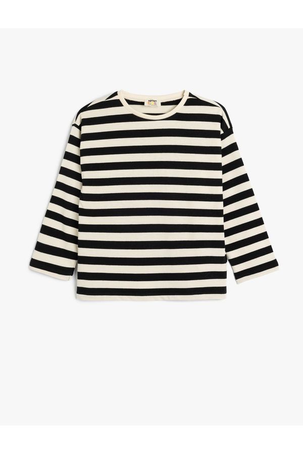 Koton Koton Striped T-Shirt Long Sleeve Crew Neck Cotton