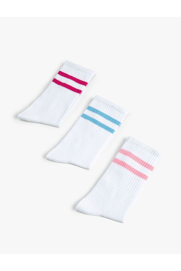 Koton Koton Striped Three-Piece Socks Set, Multicolor