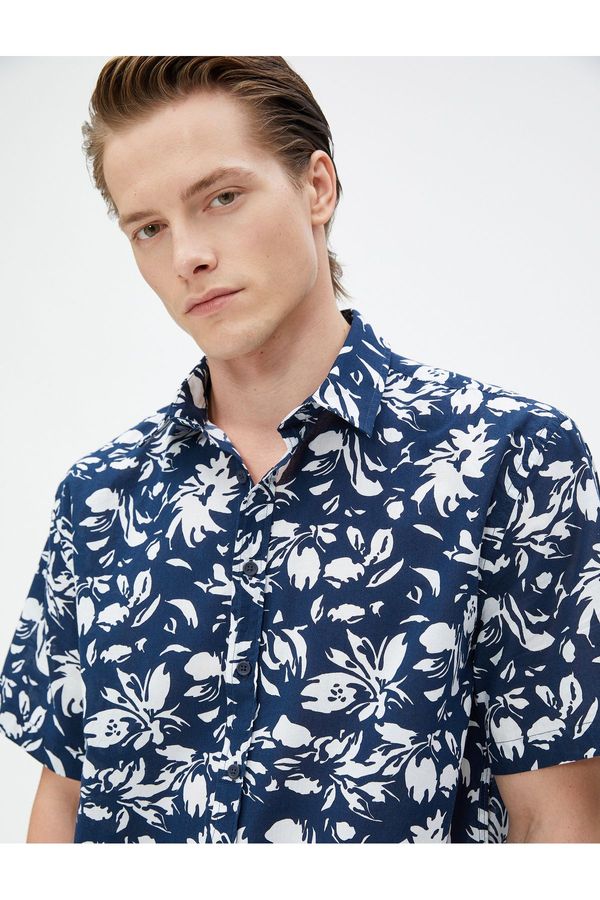 Koton Koton Summer Shirt Floral Short Sleeve Classic Collar