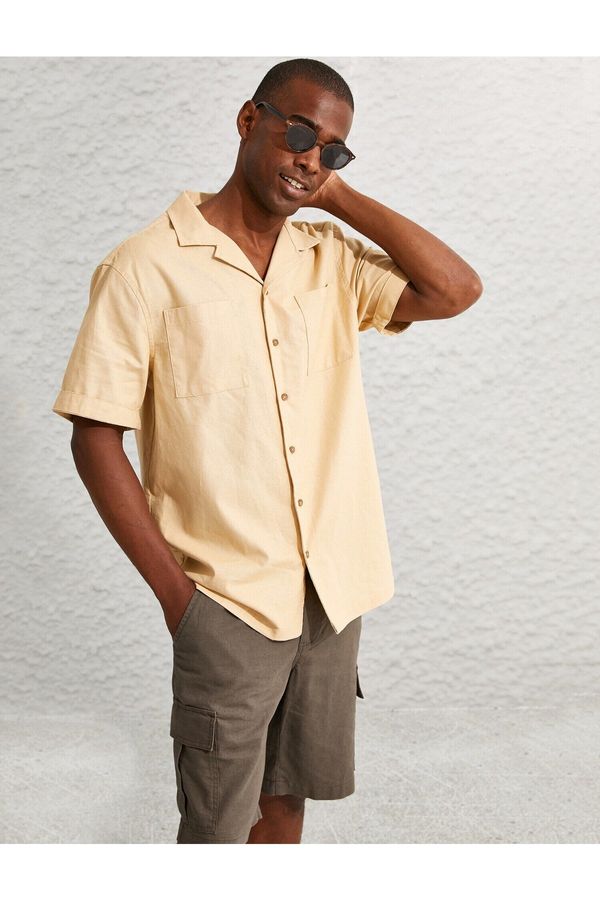 Koton Koton Summer Shirt Linen Blended Short Sleeve