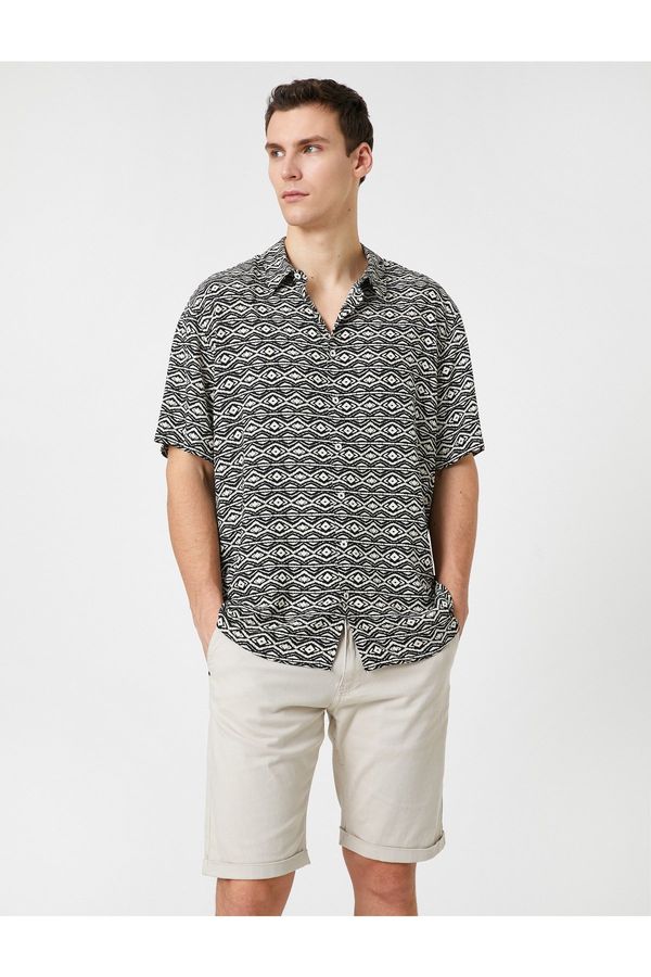 Koton Koton Summer Shirt Short Sleeve Ethnic Detailed Classic Collar