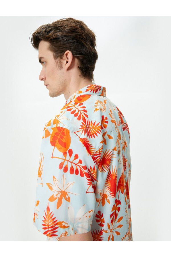 Koton Koton Summer Shirt Short Sleeve Floral Patterned Classic Collar Button Down