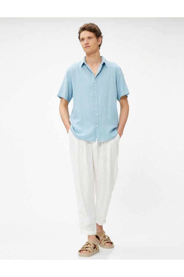 Koton Koton Summer Shirt Short Sleeve Turndown Collar Buttoned Cotton
