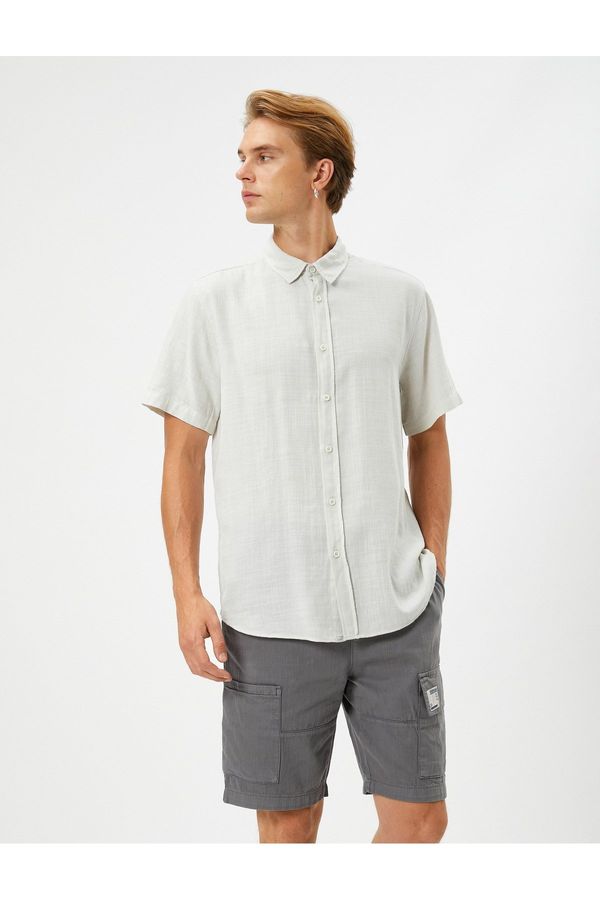 Koton Koton Summer Shirt Short Sleeve Turndown Collar Buttoned Cotton