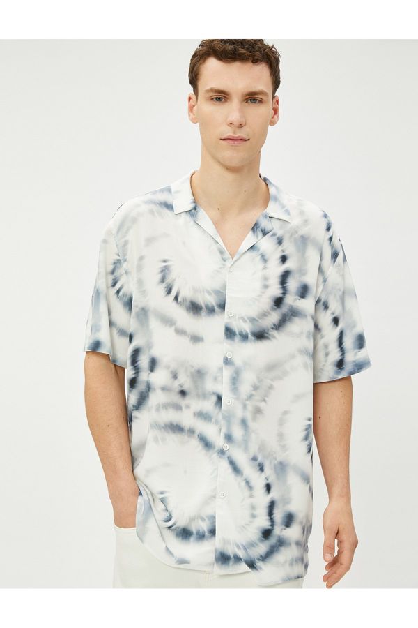 Koton Koton Summer Shirt Turndown Collar Abstract Print Detailed Viscose Fabric