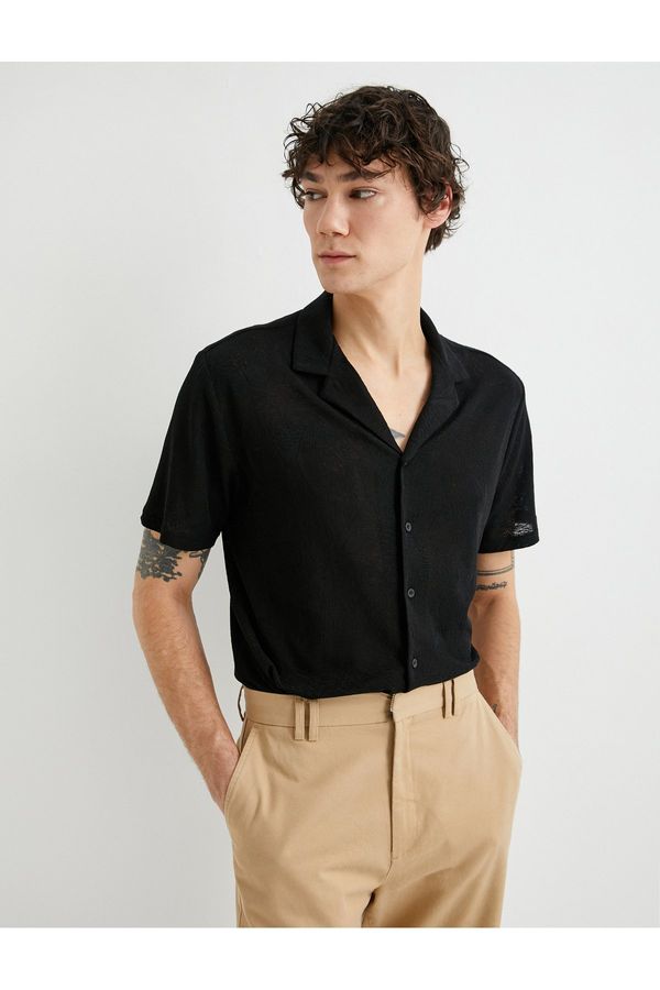 Koton Koton Summer Shirt Turndown Collar Short Sleeve Buttoned