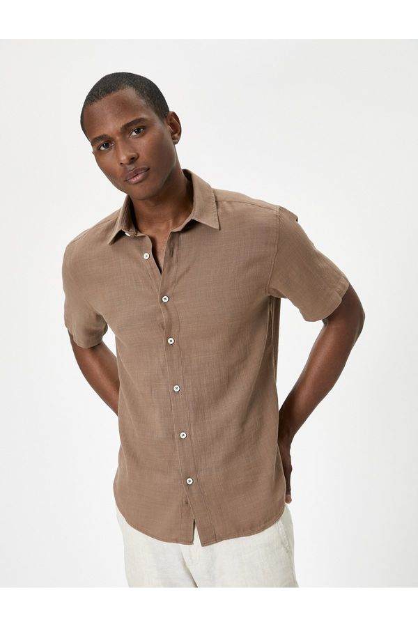 Koton Koton Summer Shirt with Short Sleeves, Classic Collar Buttoned Cotton
