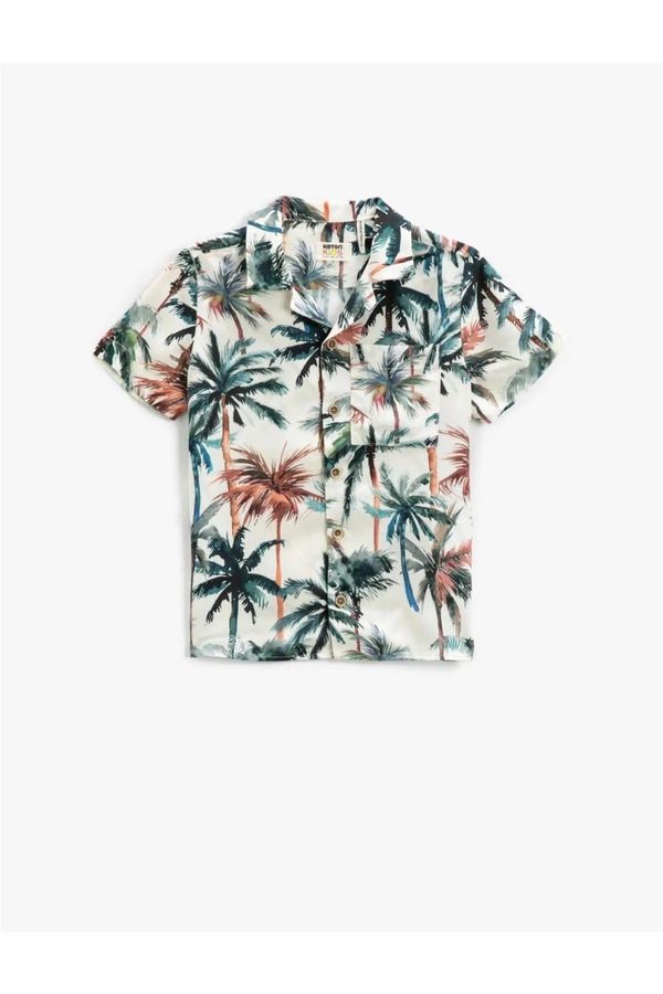 Koton Koton Summer Theme Palm Pattern Short Sleeve Shirt 2skb60025tw