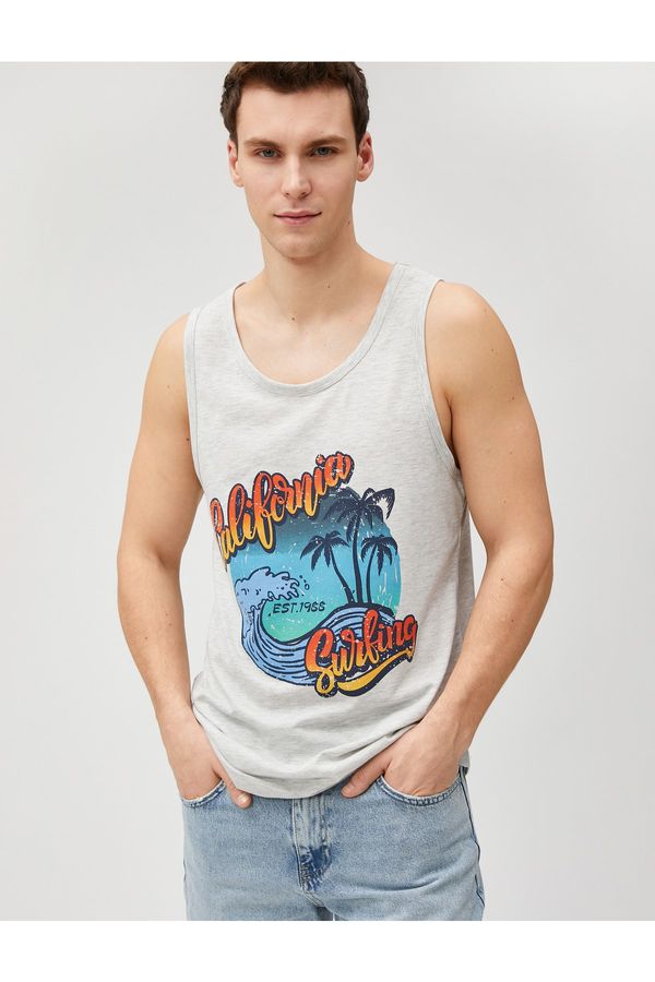 Koton Koton Summer Themed Sleeveless T-Shirt Printed Crew Neck