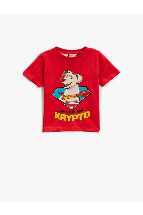 Koton Koton Super Dog Cryptography Printed T-Shirt Licensed Short Sleeve Cotton