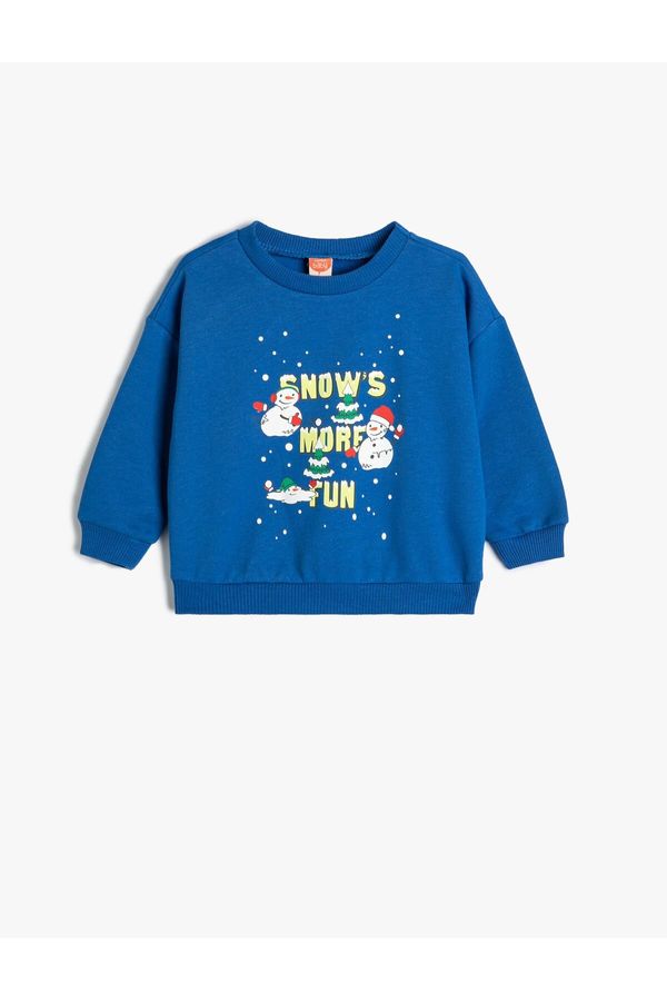 Koton Koton Sweat Snowman Printed Long Sleeve Raised Cotton