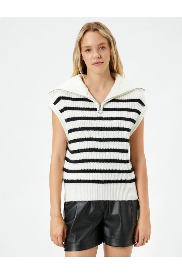 Koton Koton Sweater Half-Zip Detail Standing Collar Sleeveless.