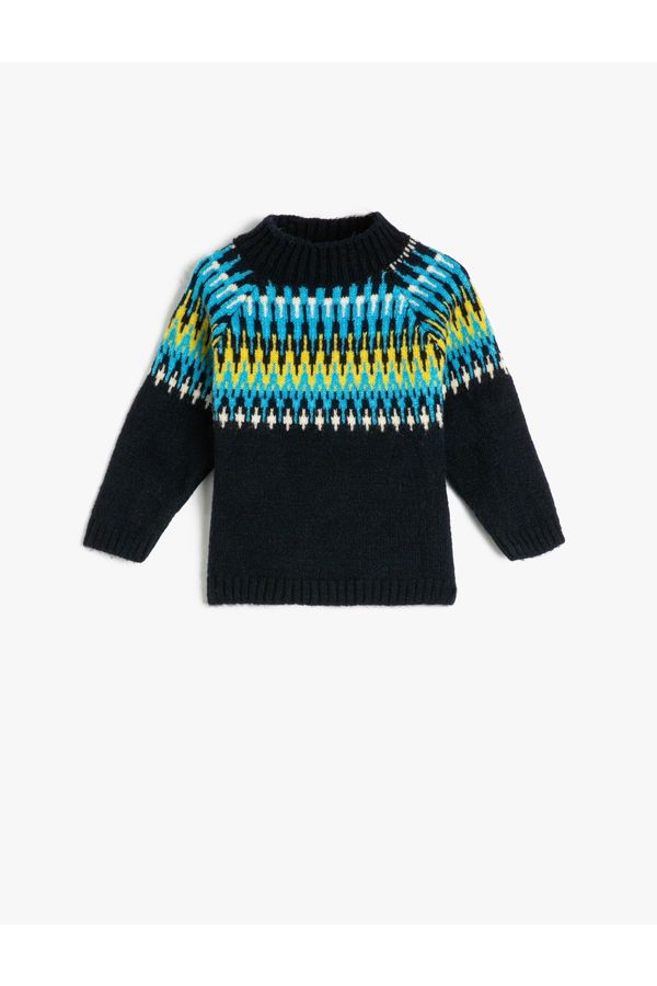 Koton Koton Sweater Knit High Neck Long Sleeve Ethnic Patterned