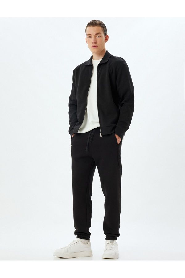 Koton Koton Sweatpants with Laced Waist, Stitched Detail, Pocket, Cotton Blend, Elasticated Legs, Raised