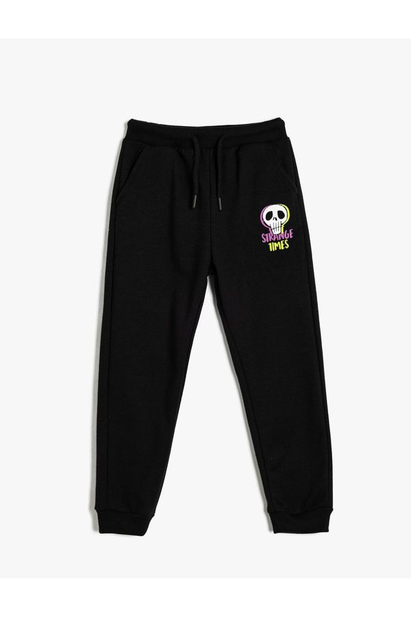 Koton Koton Sweatpants with Waist Tie and Skull Print Detail and Pockets