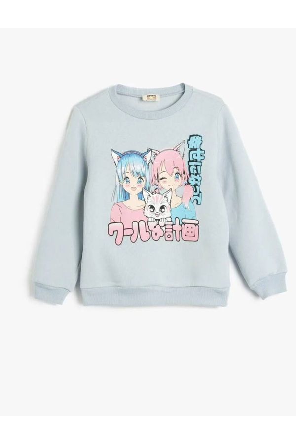 Koton Koton Sweatshirt Anime Printed Long Sleeve Crew Neck