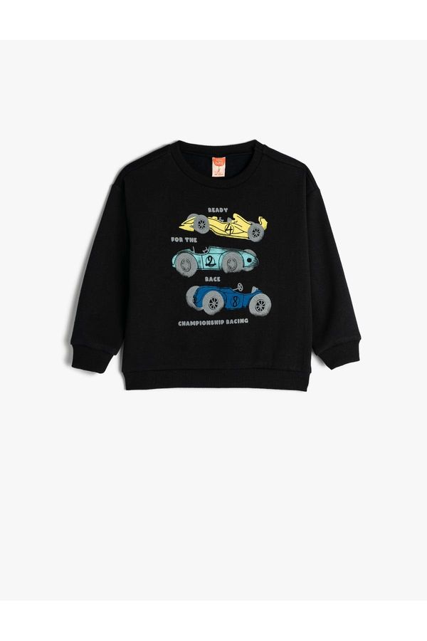 Koton Koton Sweatshirt Car Printed Long Sleeve Crew Neck Raised