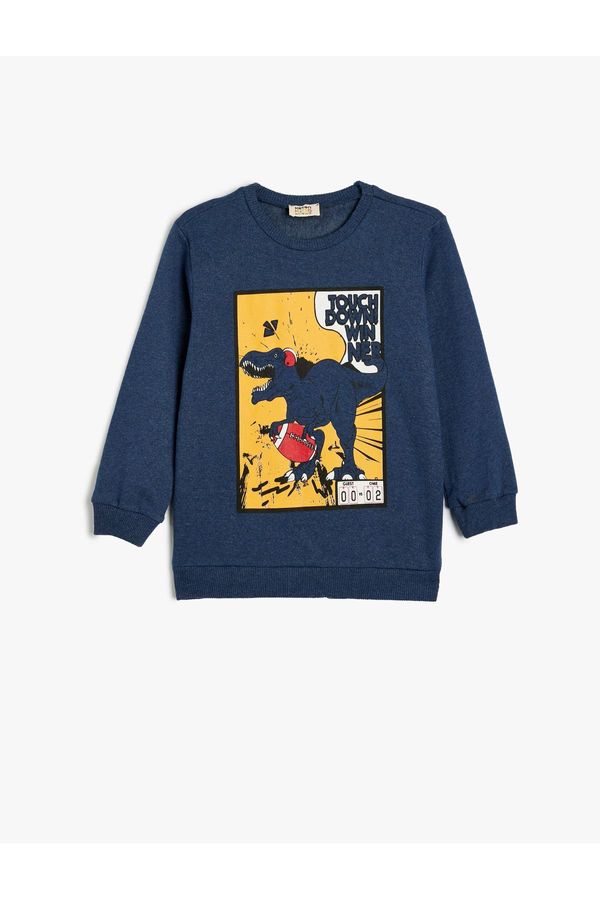 Koton Koton Sweatshirt Dinosaur Printed Crew Neck Long Sleeve Raised