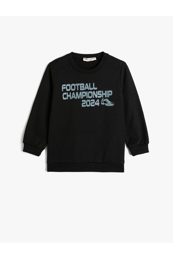 Koton Koton Sweatshirt Long Sleeve Crew Neck Football Themed Print Detailed Raised