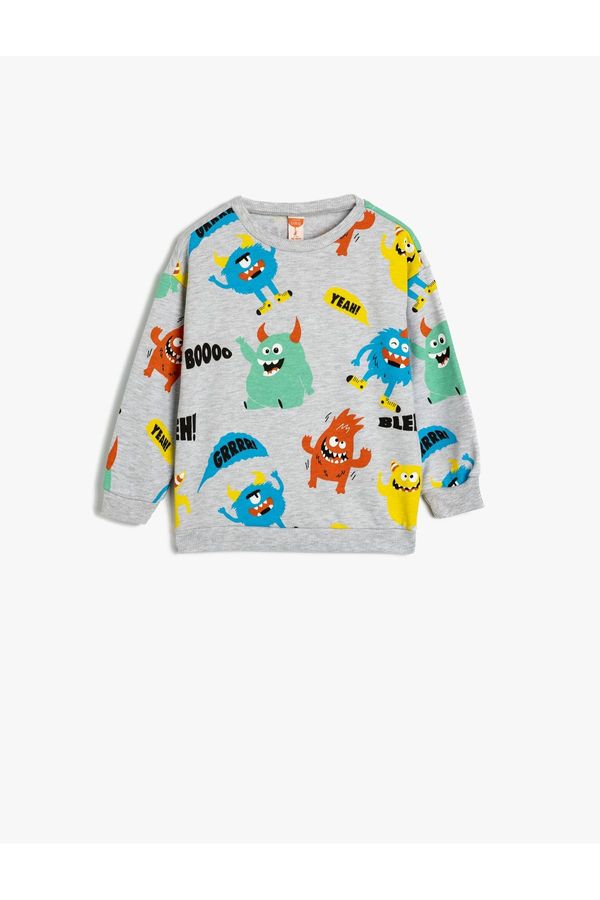 Koton Koton Sweatshirt Monster Printed Long Sleeve Raised