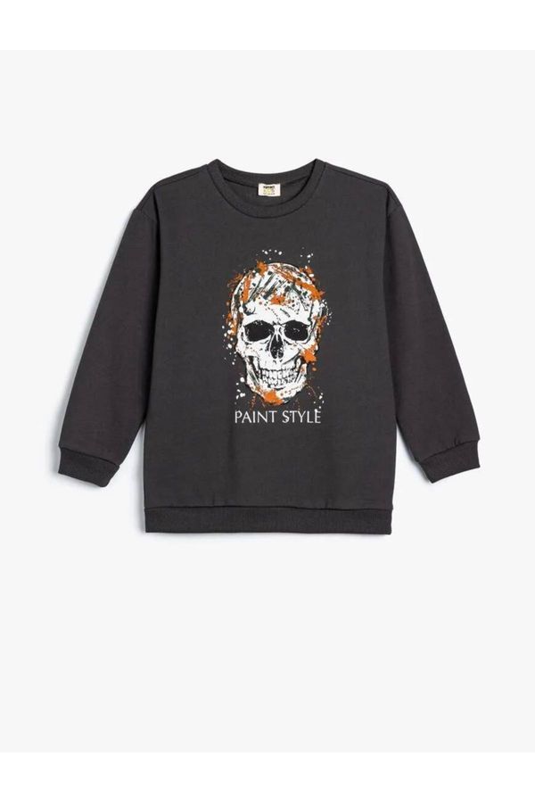 Koton Koton Sweatshirt Skull Printed Long Sleeve Crew Neck