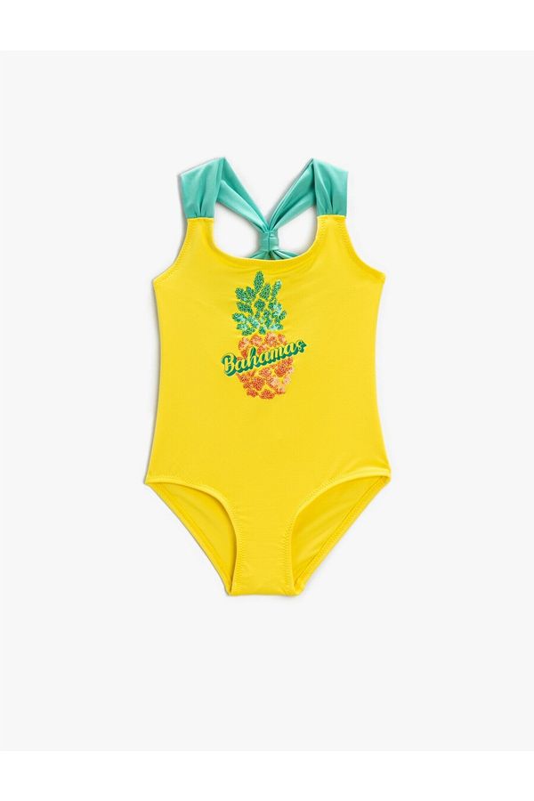 Koton Koton Swimsuit Sequin Detailed Pineapple Printed