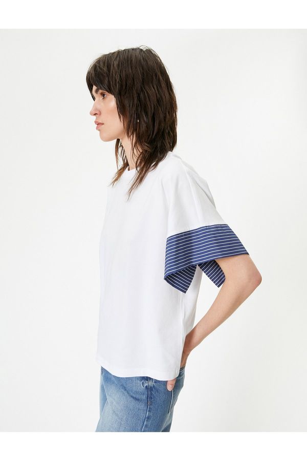 Koton Koton T-Shirt Short Sleeve Slit Detailed