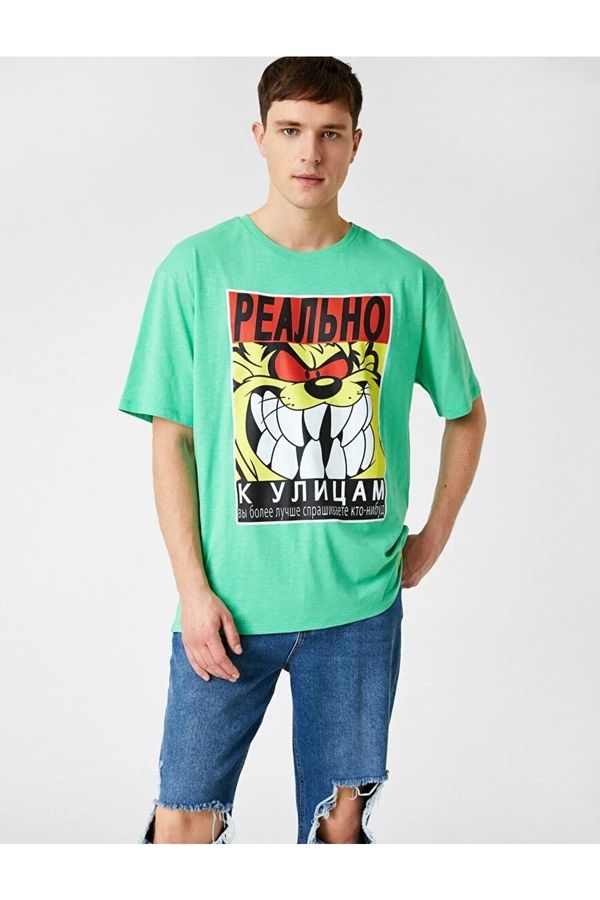 Koton Koton Tasmanian Devil Oversize T-Shirt Licensed Printed