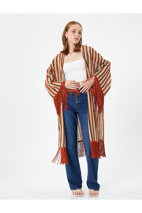 Koton Koton Tassel Detailed Ethnic Look Oversize Kimono