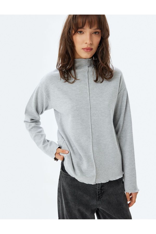 Koton Koton Textured Stand Collar Long Sleeve Sweater